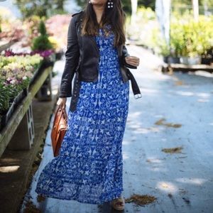 Blue maxi - bird pattern - spaghetti straps